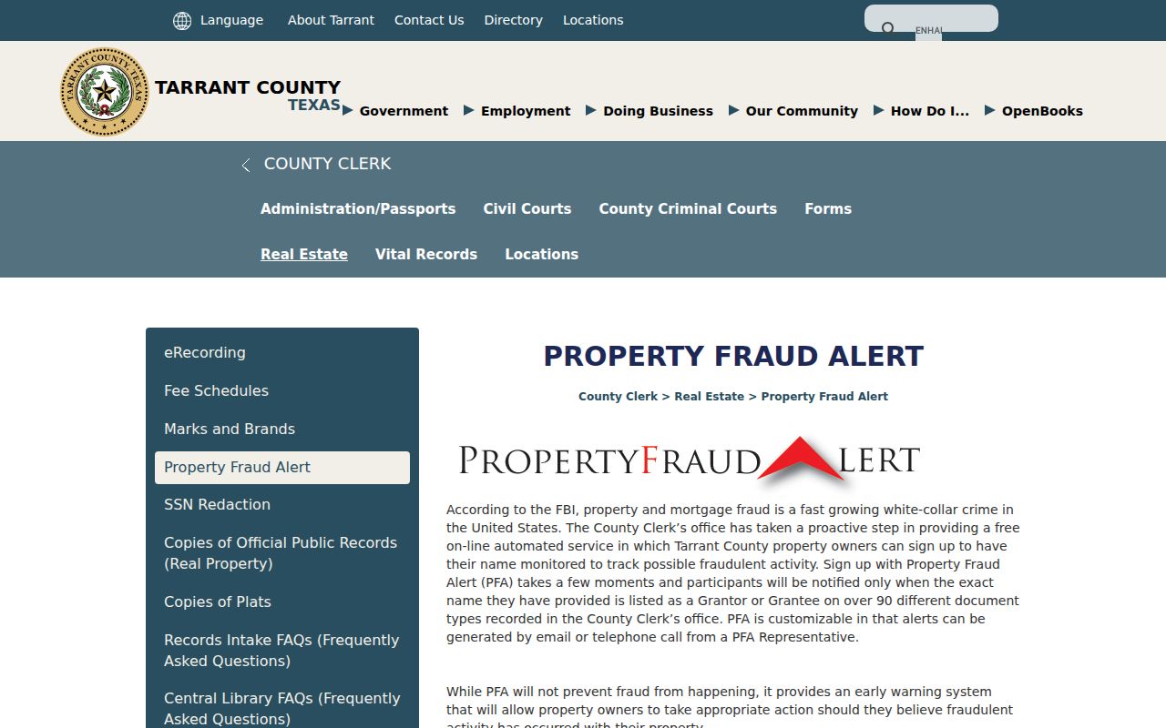 Fort Worth previous residents property fraud alert