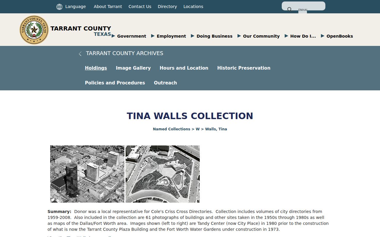 Fort Worth previous residents Tina Walls city directory collection